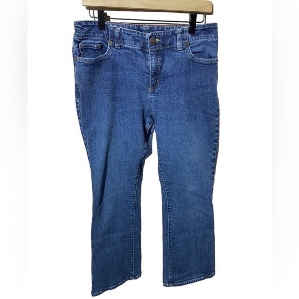 Lands’ End Women’s Blue Denim mid rise Bootcut Jeans petite 12P